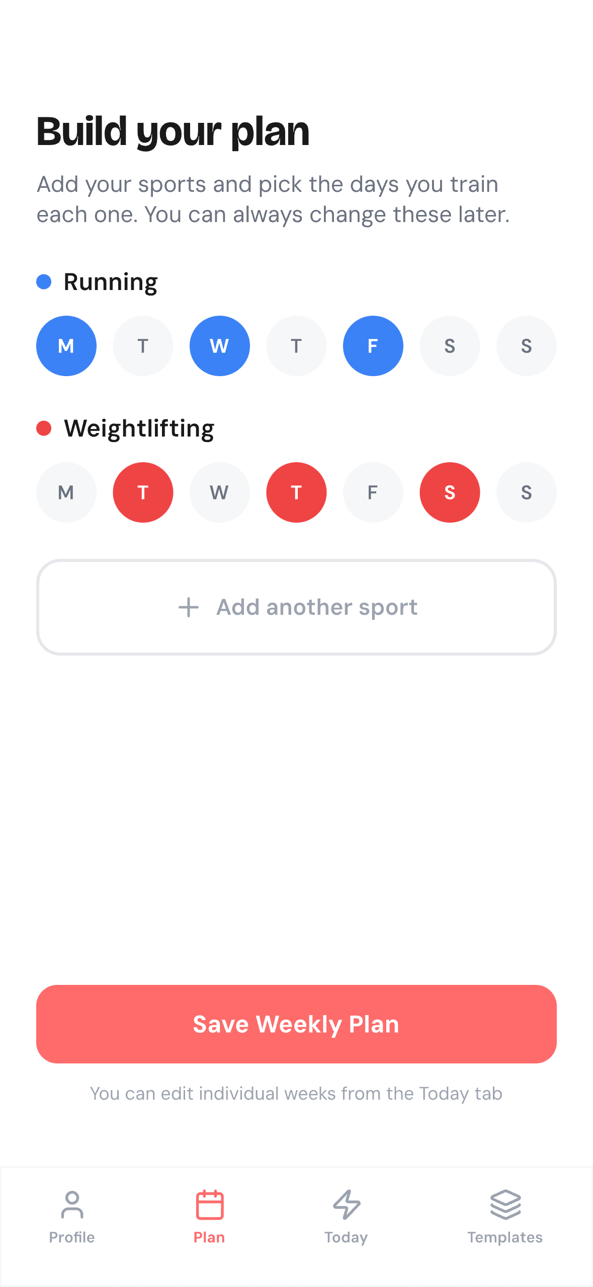 Pick your sports – Add Sport